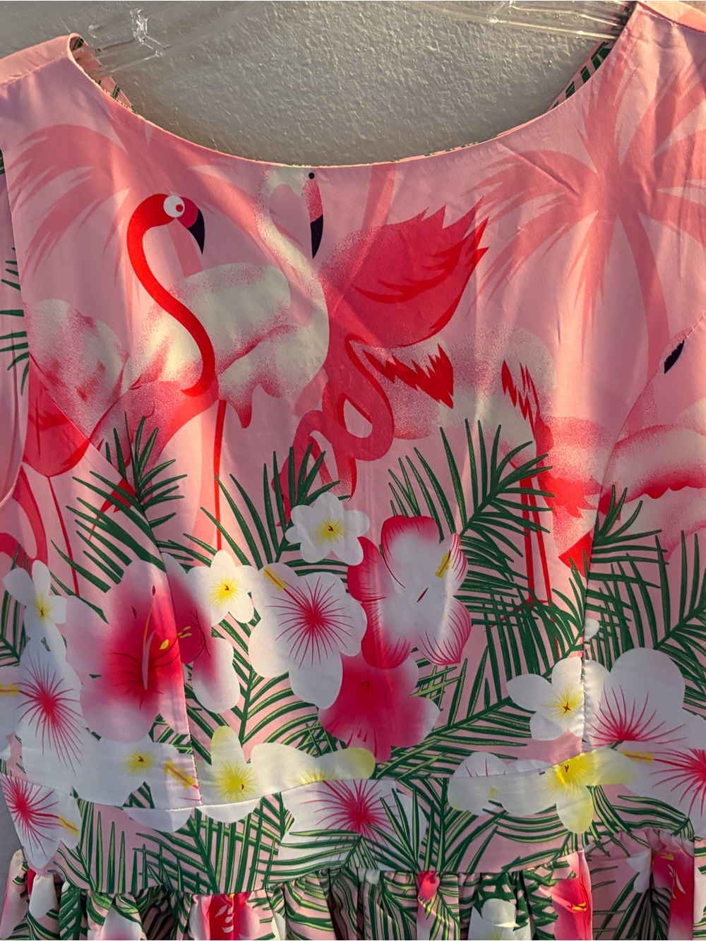 Sleeveless Pink Flamingo & Tropical Floral Midi Dress - Picture 6 of 6